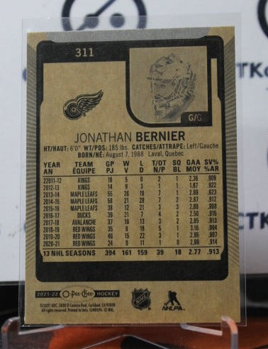 2021-22 O-PEE-CHEE JONATHAN BERNIER # 311 DETROIT RED WINGS NHL HOCKEY TRADING CARD