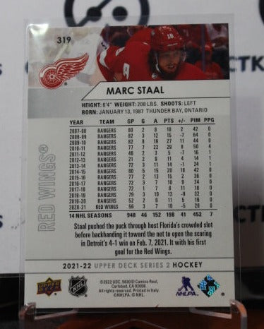 2021-22 UPPER DECK MARC STAAL # 319 DETROIT RED WINGS NHL HOCKEY TRADING CARD