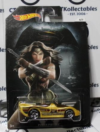 HOT WHEELS MATTEL BATMAN VS SUPERMAN DC WONDER WOMAN POWER PISTONS 6/7 Long Card 2015