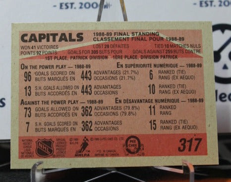 1989-90 O-PEE-CHEE FINAL STANDINGS # 317 WASHINGTON CAPITALS NHL HOCKEY CARD