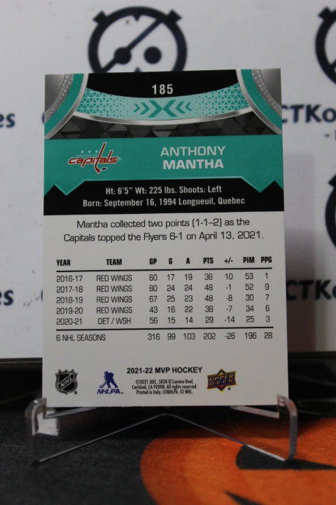 2021-22 UPPER DECK MVP ANTHONY MANTHA # 185 WASHINGTON CAPITALS HOCKEY CARD