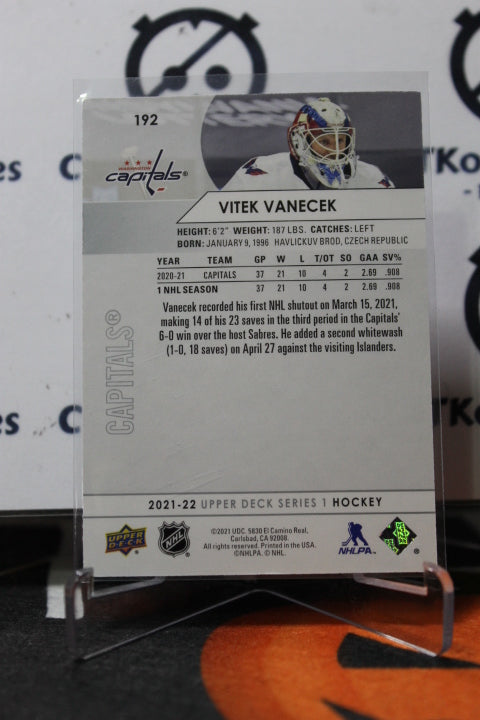2021-22 UPPER DECK VITEK VANECEK # 192 ROOKIE WASHINGTON CAPITALS HOCKEY CARD