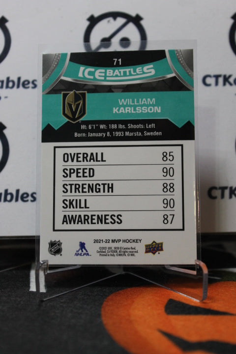 2021-22 UPPER DECK MVP WILLIAM KARLSSON # 71 ICE BATTLES NHL GOLDEN KNIGHTS HOCKEY CARD