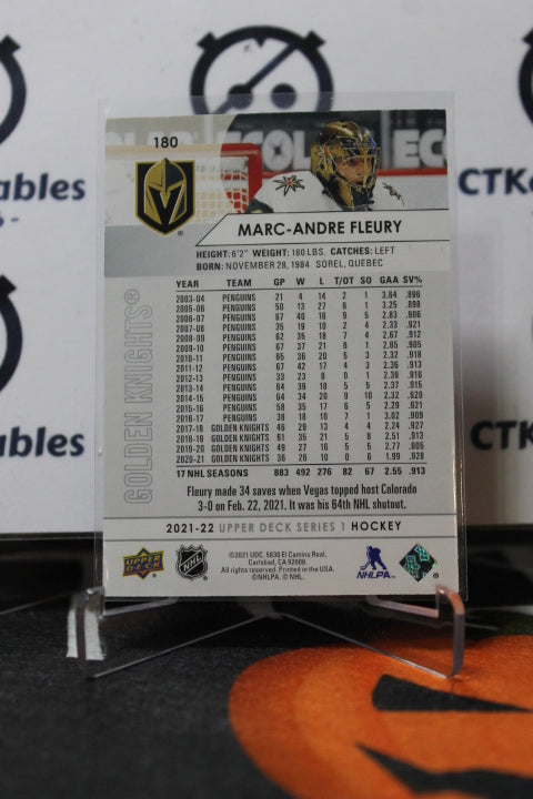 2021-22 UPPER DECK MARC-ANDRE FLEURY # 180 GOALTENDER NHL GOLDEN KNIGHTS HOCKEY CARD