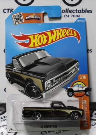 HOTWHEELS MATTEL 67 CHEVY C10 3/10 HW HOT TRUCKS 2015 BLACK 143/250
