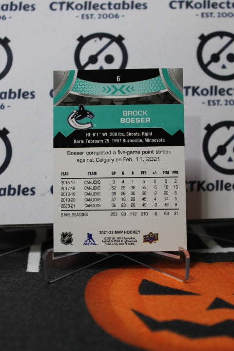 2021-22 UPPER DECK MVP BROCK BOESER # 6 VANCOUVER CANUCKS NHL HOCKEY TRADING CARD