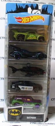 BATMAN HOT WHEELS 5 CAR PACK KILLER CROC BATCOPTER BATMOBILE FORD FUSION JOKER DC COMICS 2018