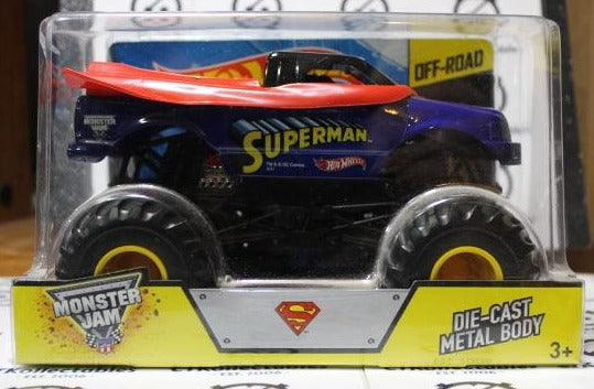 MONSTER JAM SUPERMAN OFF-ROAD MATTEL HOT WHEELS 1:24 SCALE DIE CAST METAL BODY DC COMICS 2013