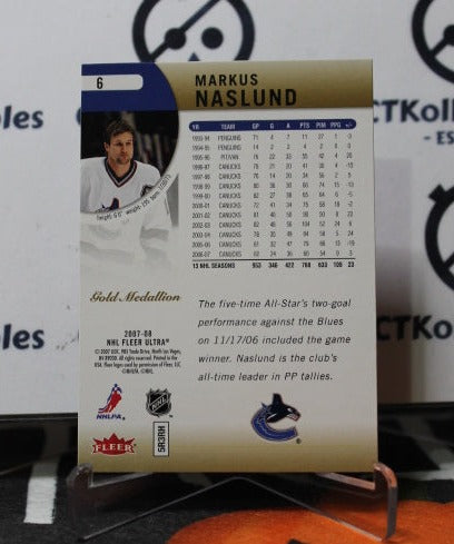 2007-08 FLEER ULTRA MARKUS NASLUND # 6 VANCOUVER CANUCKS NHL HOCKEY TRADING CARD