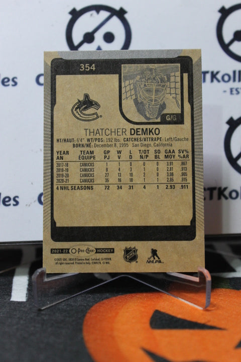 2021-22 O-PEE-CHEE THATCHER DEMKO # 354 VANCOUVER CANUCKS NHL HOCKEY TRADING CARD