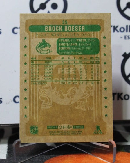 2021-22 O-PEE-CHEE BROCK BOESER # 35 RETRO VANCOUVER CANUCKS NHL HOCKEY TRADING CARD