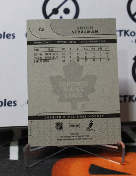 2009-10 O-PEE-CHEE ANTON STRALMAN # 15 TORONTO MAPLE LEAFS HOCKEY CARD