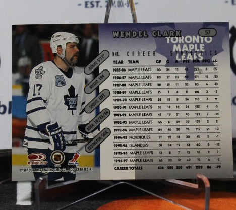 1997-98 DONRUSS WENDEL CLARK # 57 TORONTO MAPLE LEAFS HOCKEY CARD