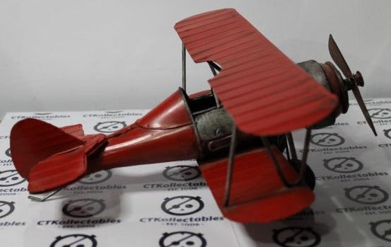 RETRO DECOR METAL TIN RED BI PLANE