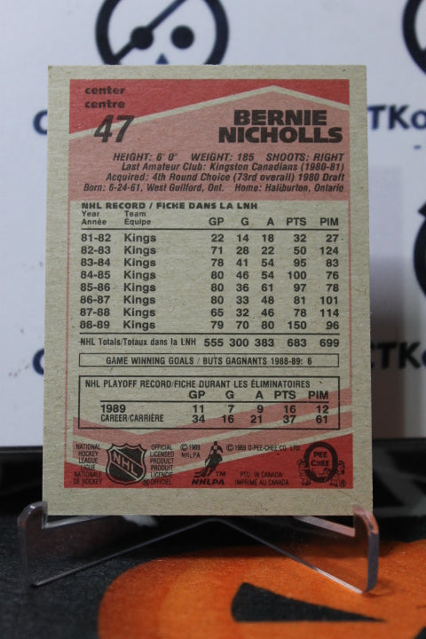 1989-90 O-PEE CHEE BERNIE NICHOLLS # 47 L A KINGS NHL HOCKEY CARD