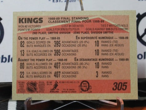 1989-90 O-PEE CHEE FINAL STANDING # 305 L A KINGS NHL HOCKEY CARD