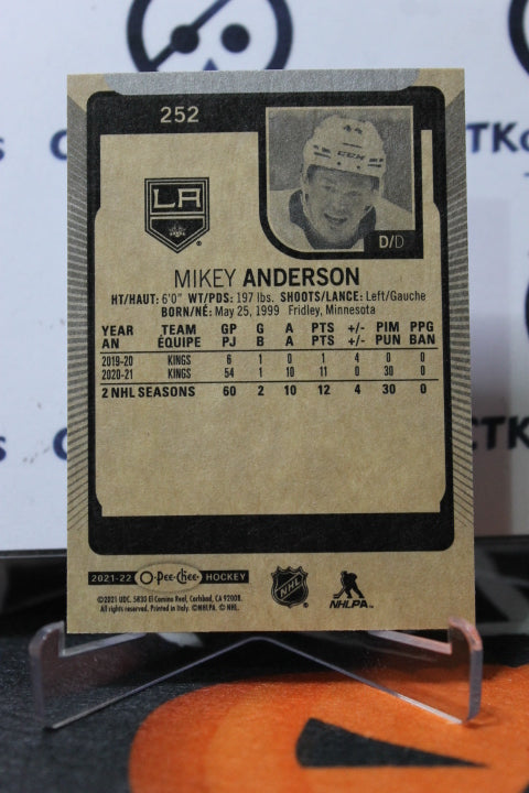 2021-22 O-PEE CHEE MIKEY ANDERSON # 252 L A KINGS NHL HOCKEY CARD