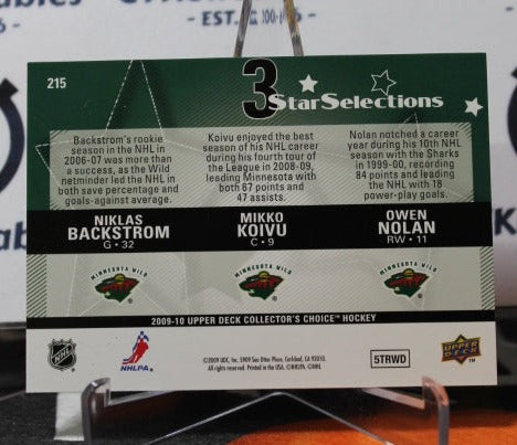 2009-10 UPPER DECK BACKSTROM / KOIVU / NOLAN # 215 STAR SELECTIONS MINNESOTA WILD NHL HOCKEY CARD