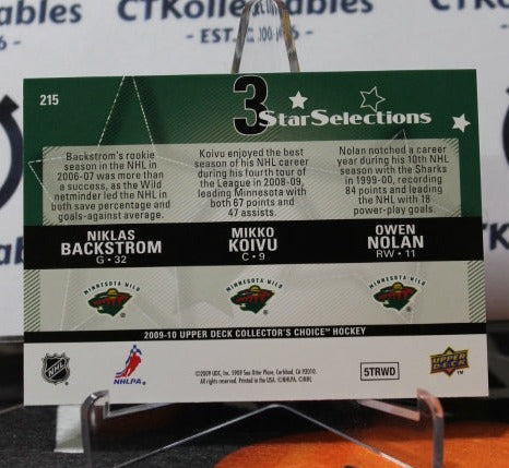 2009-10 UPPER DECK BACKSTROM / KOIVU / NOLAN # 215 STAR SELECTIONS CHOICE MINNESOTA WILD NHL HOCKEY CARD