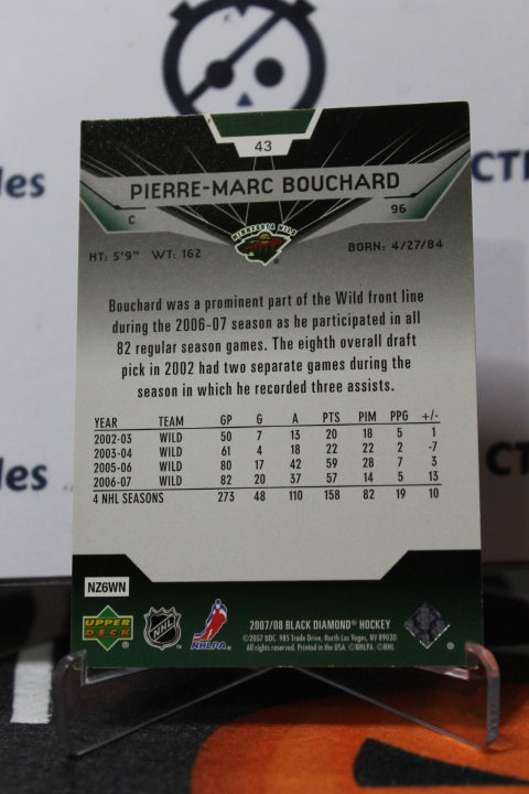 2007-08 UPPER DECK PIERRE-MARC BOUCHARD # 43 BLACK DIAMOND MINNESOTA WILD NHL HOCKEY CARD