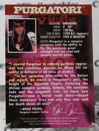 PURGATORI # 2 NON-SPORT CHAOS COMICS/WIZARD MAGAZINE PROMO CARD (CHROME) 1995