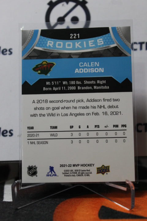 2021-22 UPPER DECK MVP CALEN ADDISON # 221 ROOKIE MINNESOTA WILD NHL HOCKEY CARD