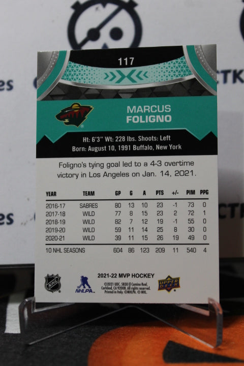 2021-22 UPPER DECK MVP MARCUS FOLIGNO # 117 MINNESOTA WILD NHL HOCKEY CARD