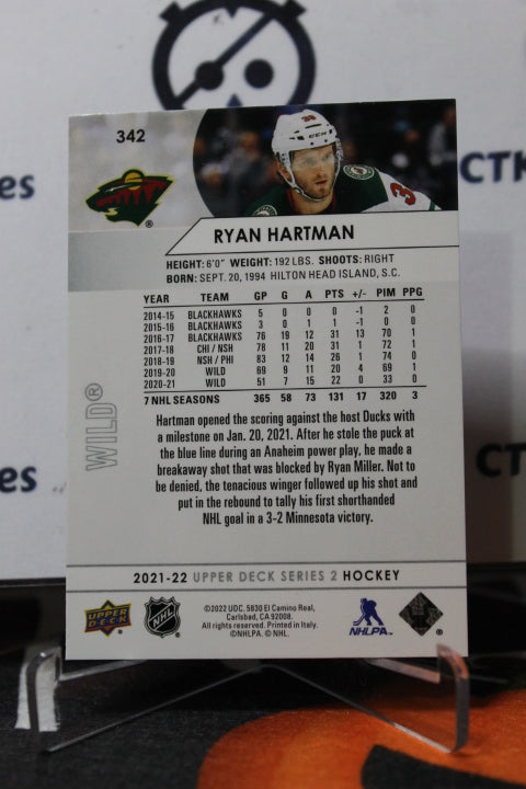 2021-22 UPPER DECK RYAN HARTMAN # 342 MINNESOTA WILD NHL HOCKEY CARD