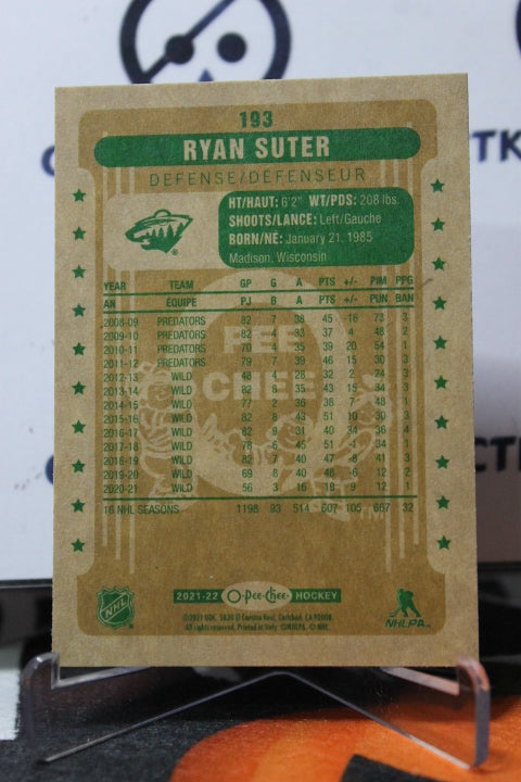 2021-22 O-PEE-CHEE RYAN SUTER # 193 RETRO MINNESOTA WILD NHL HOCKEY CARD