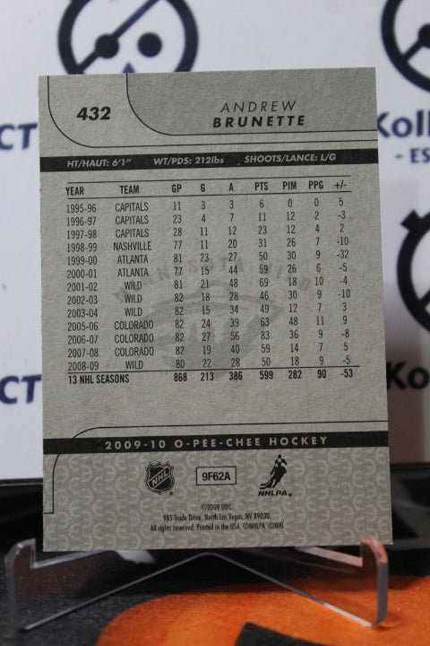 2009-10 O-PEE-CHEE ANDREW BRUNETTE # 432 MINNESOTA WILD NHL HOCKEY CARD