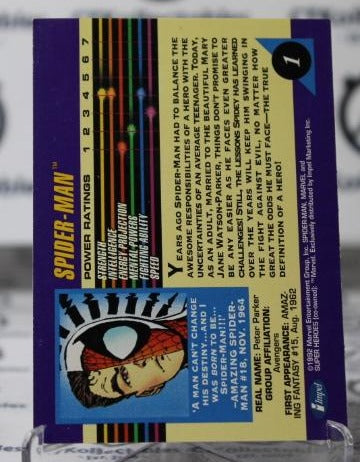 SPIDER-MAN # 1 MARVEL SUPER HEROES VF NON-SPORT TRADING CARD IMPEL 1992