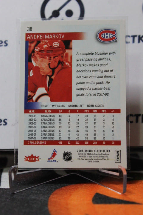 2008-09 FLEER ULTRA ANDREI MARKOV # 38 MONTREAL CANADIANS HOCKEY CARD