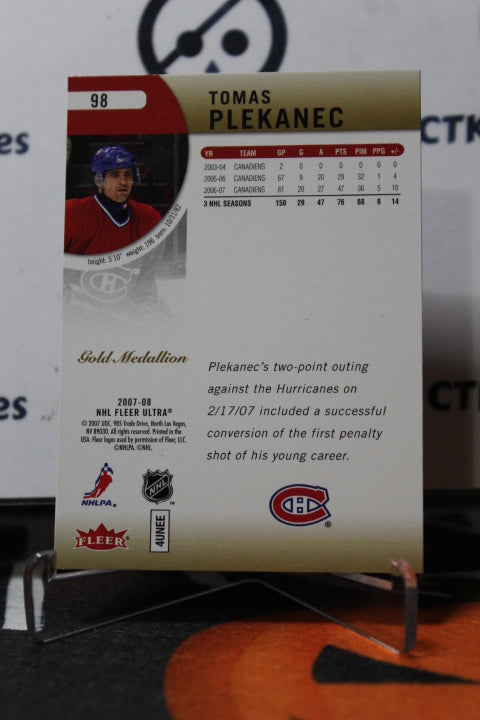2007-08 FLEER ULTRA TOMAS PLEKANEC # 98 MONTREAL CANADIANS HOCKEY CARD