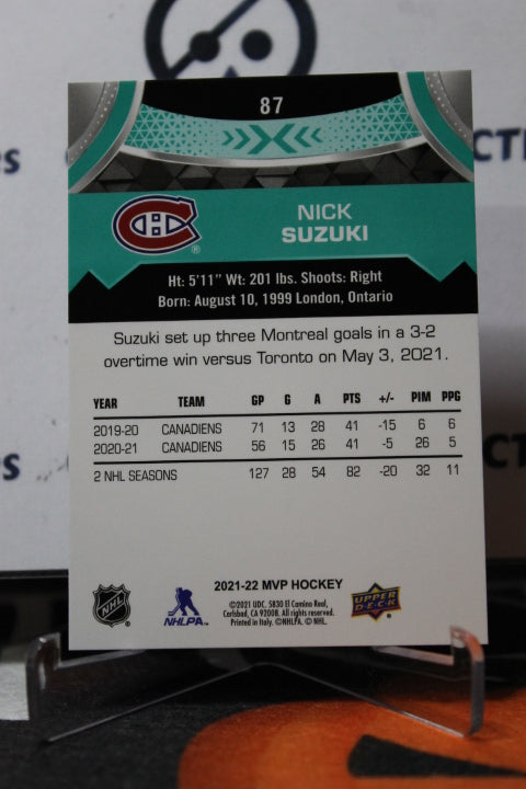 2021-22 UPPER DECK MVP NICK SUZUKI # 87 MONTREAL CANADIANS HOCKEY CARD