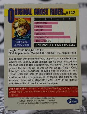 GHOST RIDER # 142 MARVEL NM SUPER HEROES NON-SPORT TRADING CARD 1991
