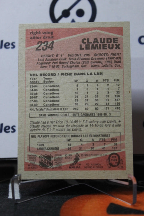 1989-90 O-PEE-CHEE CLAUDE LEMIEUX # 234 MONTREAL CANADIENS HOCKEY CARD