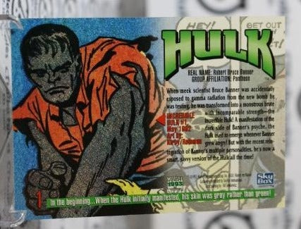 HULK # 1 MARVEL MASTERPIECES NM SUPER HEROES NON-SPORT TRADING CARD 1993