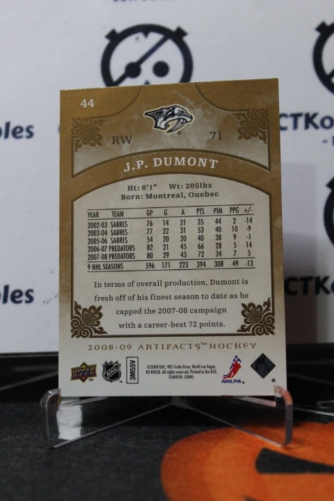 2008-09 UPPERDECK ARTIFACTS J.P. DUMONT # 44 NASHVILLE PREDATORS NHL HOCKEY TRADING CARD