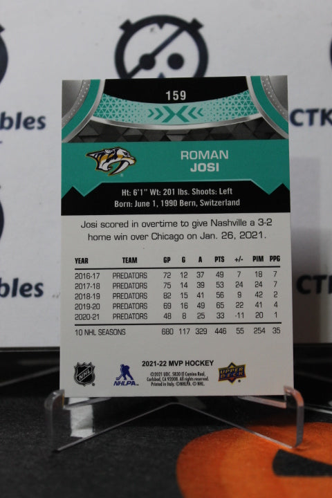 2021-22 UPPERDECK MVP ROMAN JOSI # 159 NASHVILLE PREDATORS NHL HOCKEY TRADING CARD