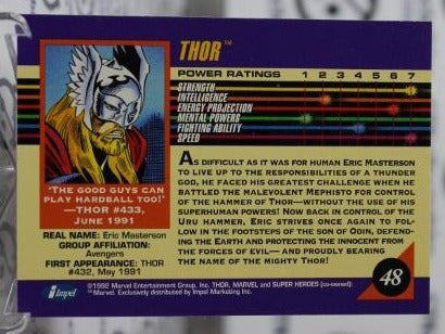 THOR # 48 MARVEL NM IMPEL SUPER HEROES NON-SPORT TRADING CARD 1992