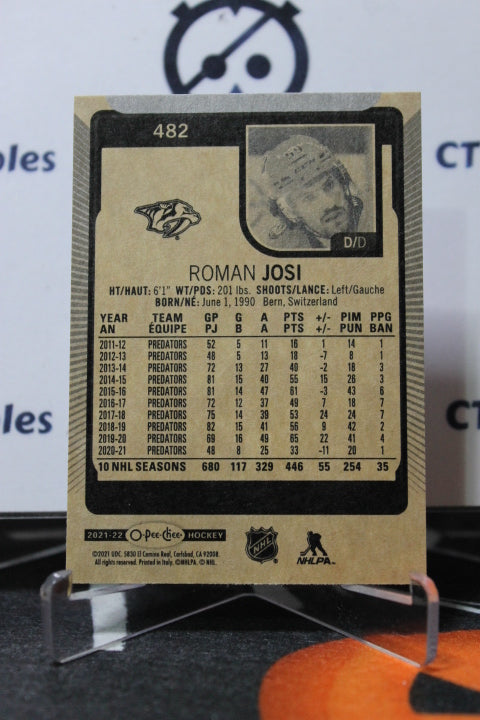 2021-22 O-PEE-CHEE ROMAN JOSI # 482 NASHVILLE PREDATORS NHL HOCKEY TRADING CARD