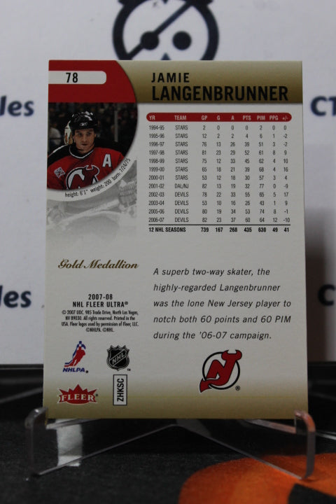 2007-08 FLEER ULTRA JAMIE LANGENBRUNNER # 78 NEW JERSEY DEVILS NHL HOCKEY TRADING CARD