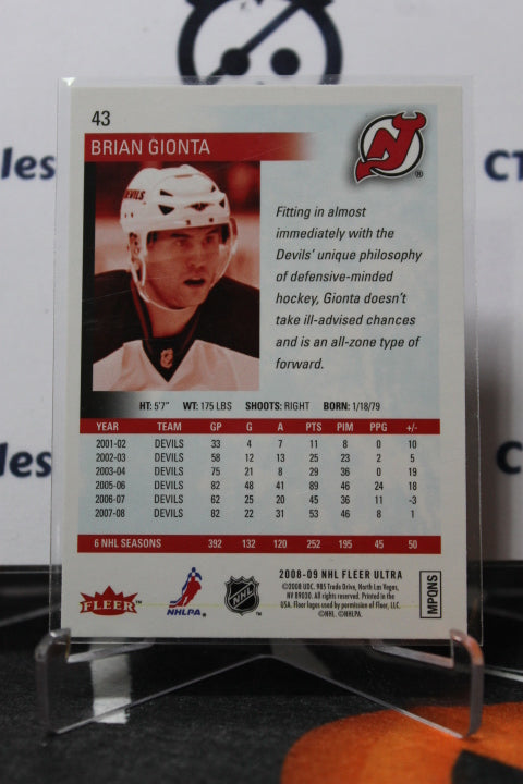 2008-09 FLEER ULTRA BRIAN GIONTA # 43 NEW JERSEY DEVILS NHL HOCKEY TRADING CARD