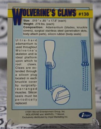 WOLVERINE #138 CLAWS NM X-MEN MARVEL SUPER HEROES NON-SPORT TRADING CARD 1991