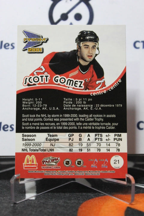2000-01 PACIFIC McDONALD'S SCOTT GOMEZ # 21 NEW JERSEY DEVILS NHL HOCKEY TRADING CARD