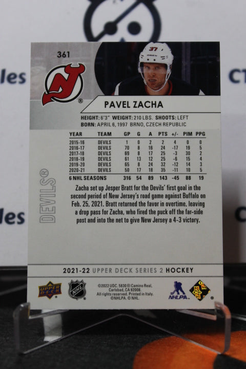 2021-22 UPPER DECK PAVEL ZACHA # 361 NEW JERSEY DEVILS NHL HOCKEY TRADING CARD