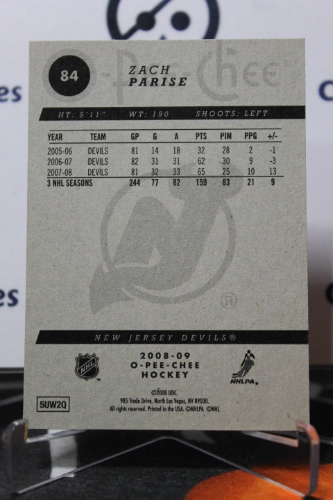 2008-09 O-PEE CHEE ZACH PARISE # 84 NEW JERSEY DEVILS NHL HOCKEY TRADING CARD