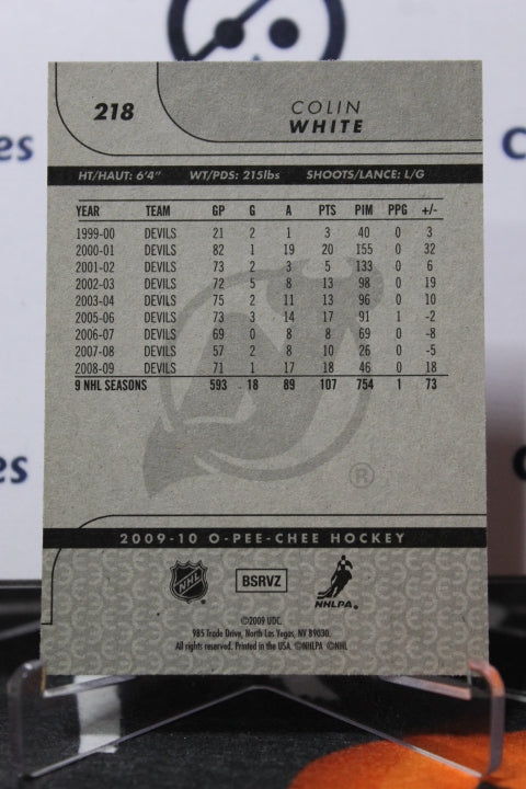 2009-10 O-PEE CHEE COLIN WHITE # 218 NEW JERSEY DEVILS NHL HOCKEY TRADING CARD