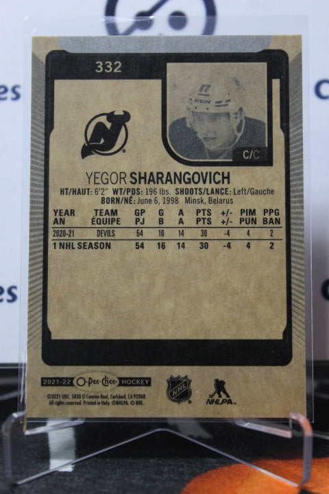 2021-22 O-PEE CHEE YEGOR SHARANGOVICH # 332 ROOKIE NEW JERSEY DEVILS NHL HOCKEY TRADING CARD