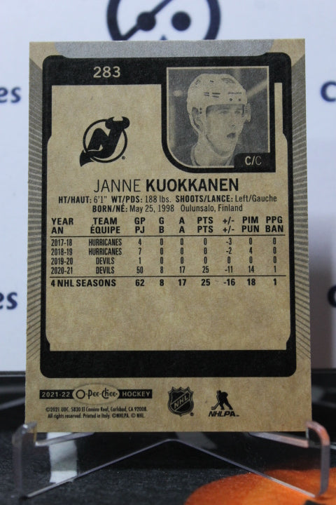 2021-22 O-PEE CHEE JANNE KUOKKANEN # 283 NEW JERSEY DEVILS NHL HOCKEY TRADING CARD